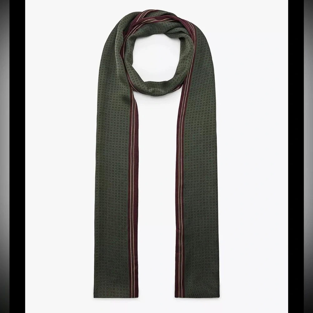 Zara satin printed scarf, 100% viscose, 8”x 80”